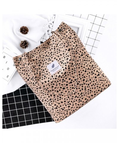 Corduroy Tote Bag for Women Canvas Shoulder Cord Purse with Inner Pocket Leopard-b $10.86 Shoulder Bags