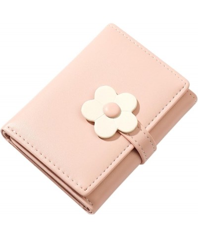 Ladies Simple And Cute Flower Student Wallet Short Three Fold Ladies Wallet Zip Wallet for Men (Black, One Size) Pink One Siz...