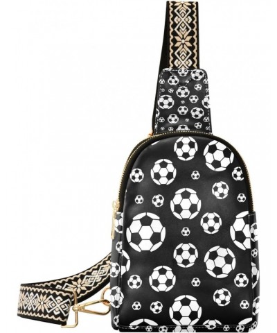 Small Sling Bag Football Pattern Crossbody Bag PU Leather Sling Purse for Women $12.40 Crossbody Bags