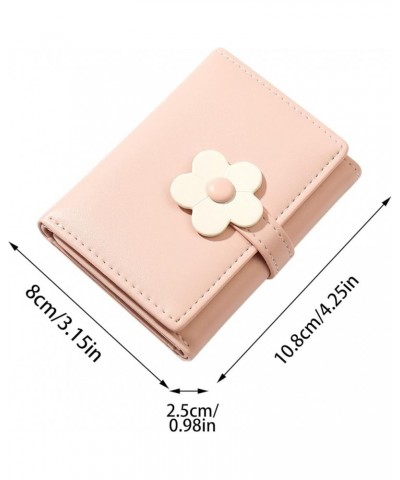 Ladies Simple And Cute Flower Student Wallet Short Three Fold Ladies Wallet Zip Wallet for Men (Black, One Size) Pink One Siz...