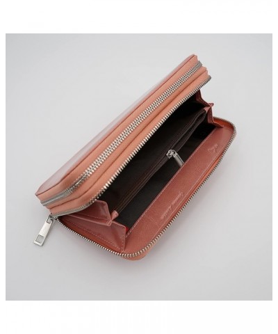 AG Wallets Women's Double Zipper RFID Leather Wristlet Wallet (Vintage Pink) Pink Wax Finish $31.27 Wristlets