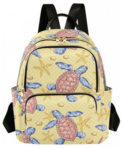 Summer Colored Turtle on Beach Starfish Casual Fashion Polyester Travel Rucksack Shoulder Bag Color Small $20.71 Backpacks