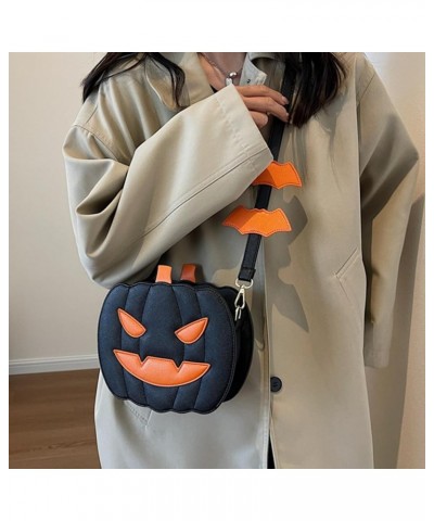 Halloween Pumpkin Crossbody Bag for Women Trendy Novelty Shoulder Bag Purse with Kawaii Ghost Key Chain Pendant Black-angry $...