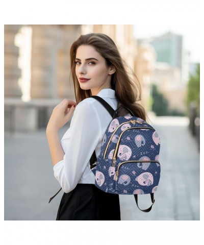 Blue Elephant Backpack Purse for Women Fashion Small Mini Backpack Daypacks Purse Back Pack Handbag Lady Purse,S Medium $13.3...