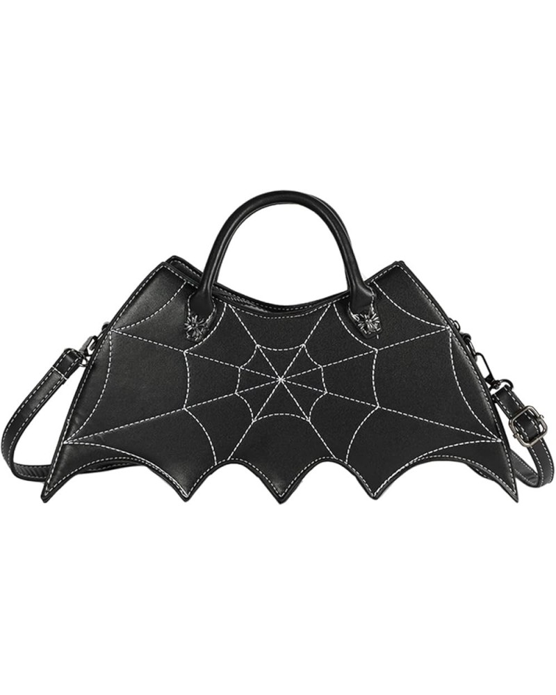 Women Halloween Purse Bat Wing Goth Handbags Black Gothic Backpack Leather Spider Web Crossbody Shoulder Bag Black $14.49 Bac...