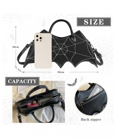 Women Halloween Purse Bat Wing Goth Handbags Black Gothic Backpack Leather Spider Web Crossbody Shoulder Bag Black $14.49 Bac...