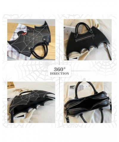 Women Halloween Purse Bat Wing Goth Handbags Black Gothic Backpack Leather Spider Web Crossbody Shoulder Bag Black $14.49 Bac...