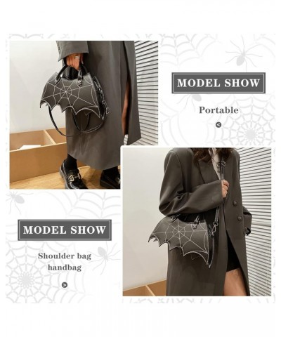 Women Halloween Purse Bat Wing Goth Handbags Black Gothic Backpack Leather Spider Web Crossbody Shoulder Bag Black $14.49 Bac...