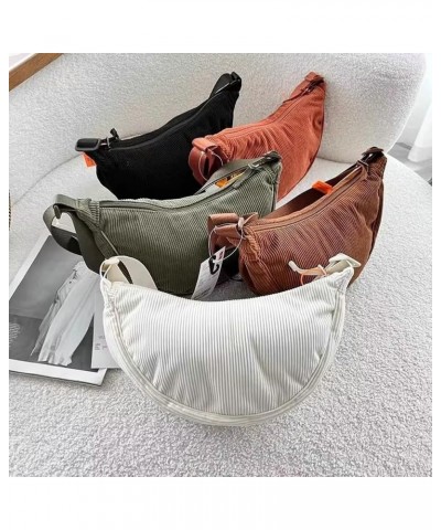 Corduroy Crescent Crossbody Bag for Women Hobo Sling Bag Casual Shoulder Bag Purse Cute Dumpling Bag for Travel Work Green $1...