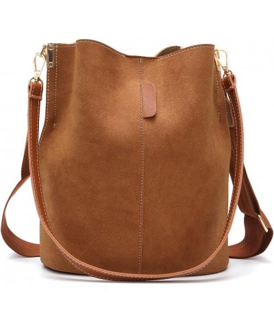 Messenger Bag Women Bucket Bag Large Capacity Vintage PU Leather Handbag $21.92 Shoulder Bags