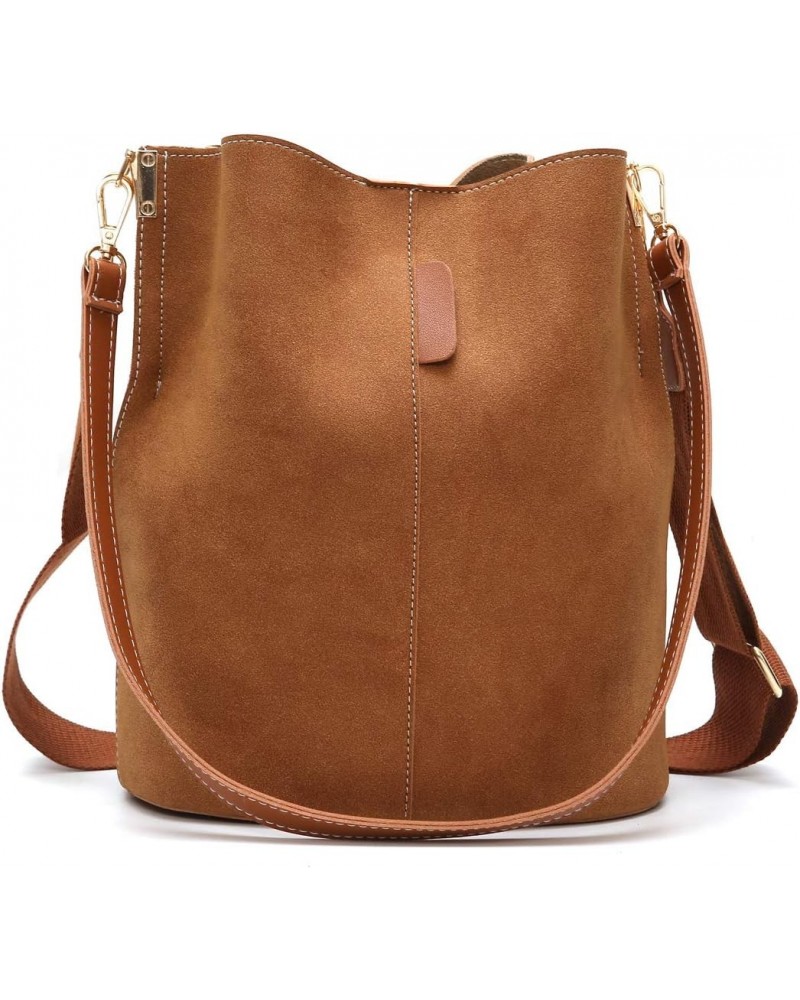 Messenger Bag Women Bucket Bag Large Capacity Vintage PU Leather Handbag $21.92 Shoulder Bags