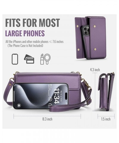 Crossbody Phone Wallet Women RFID Blocking Multi Card Slots with Detachable Wristlet Shoulder Strap Zipper Pocket, Black Purp...