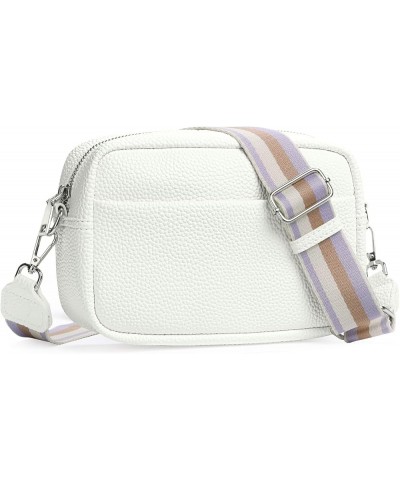 Crossbody Bags for Women Trendy Small Zipper Camera Bag Crossbody Purse Shoulder Handbags with Wide Guitar Strap A02-white $1...