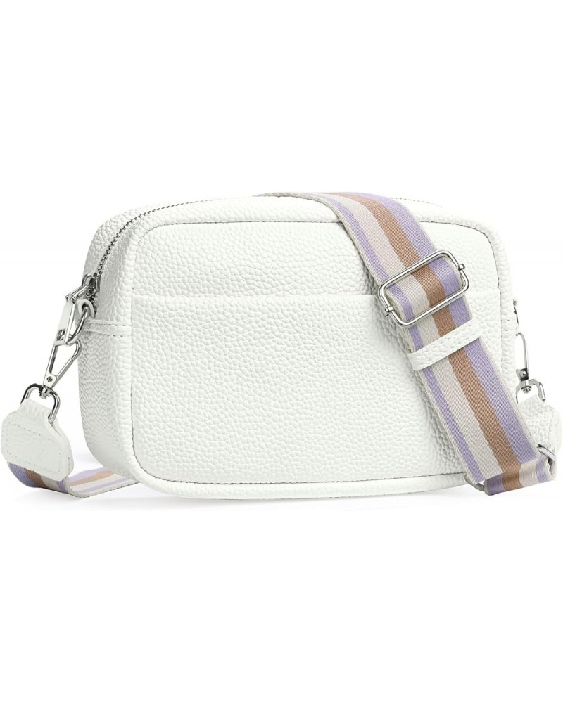 Crossbody Bags for Women Trendy Small Zipper Camera Bag Crossbody Purse Shoulder Handbags with Wide Guitar Strap A02-white $1...