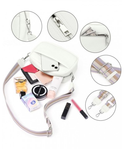 Crossbody Bags for Women Trendy Small Zipper Camera Bag Crossbody Purse Shoulder Handbags with Wide Guitar Strap A02-white $1...