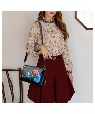 Floral Crossbody Bags for Women Vintage Shoulder Bag Hobo Handbags Soft Leather Purse Satchel Zipper Pocket Wallet Red&blue $...