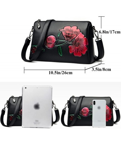 Floral Crossbody Bags for Women Vintage Shoulder Bag Hobo Handbags Soft Leather Purse Satchel Zipper Pocket Wallet Red&blue $...