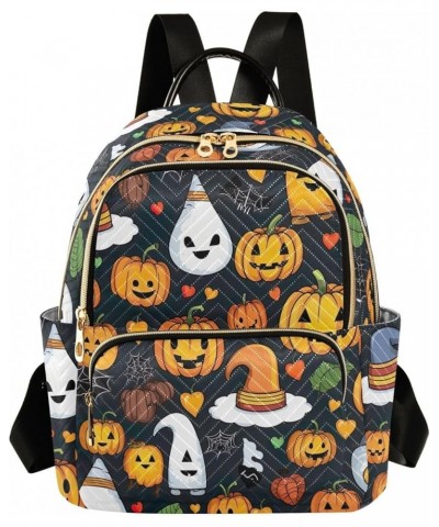 Quilted Backpack Mini Backpack for Women Fashion Travel Backpack Cute Pumpkins Halloween Small $20.29 Backpacks