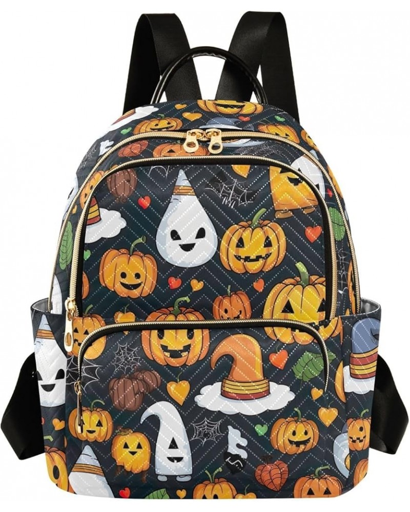 Quilted Backpack Mini Backpack for Women Fashion Travel Backpack Cute Pumpkins Halloween Small $20.29 Backpacks