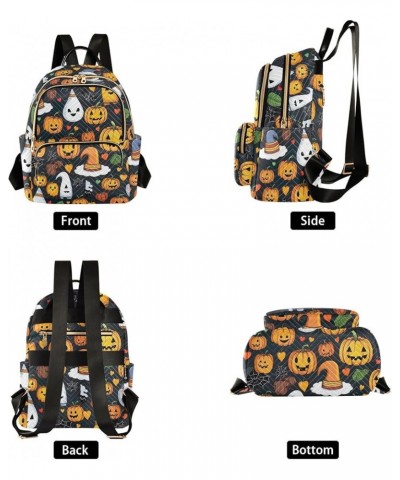 Quilted Backpack Mini Backpack for Women Fashion Travel Backpack Cute Pumpkins Halloween Small $20.29 Backpacks