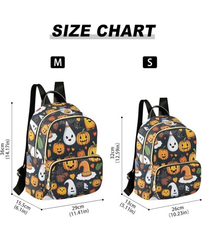 Quilted Backpack Mini Backpack for Women Fashion Travel Backpack Cute Pumpkins Halloween Small $20.29 Backpacks