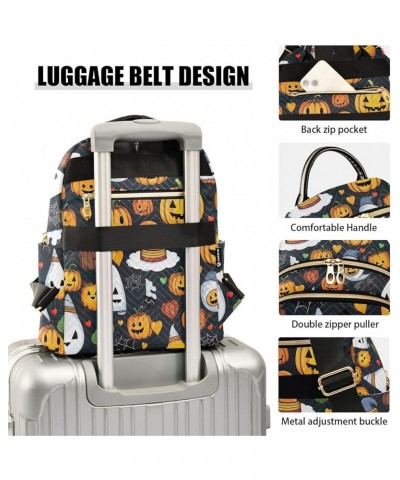 Quilted Backpack Mini Backpack for Women Fashion Travel Backpack Cute Pumpkins Halloween Small $20.29 Backpacks