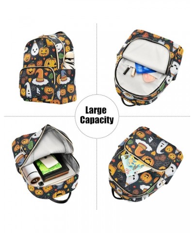 Quilted Backpack Mini Backpack for Women Fashion Travel Backpack Cute Pumpkins Halloween Small $20.29 Backpacks