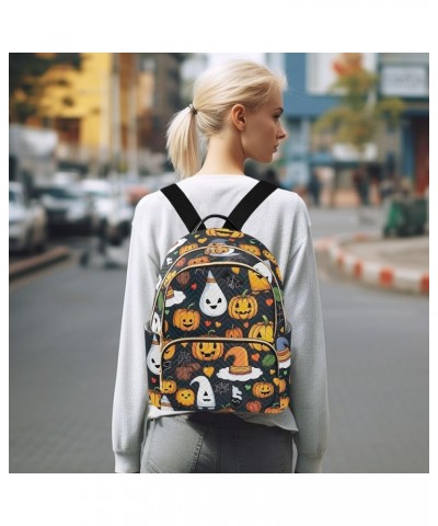 Quilted Backpack Mini Backpack for Women Fashion Travel Backpack Cute Pumpkins Halloween Small $20.29 Backpacks