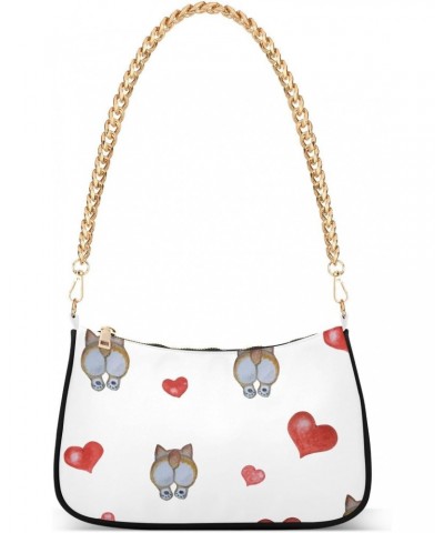 Shoulder Bag Corgi Butt Red Heart Valentine Women Clutch Handbag Shoulder Purch Date Chain Bag Tote Bag Spring Holiday Birthd...