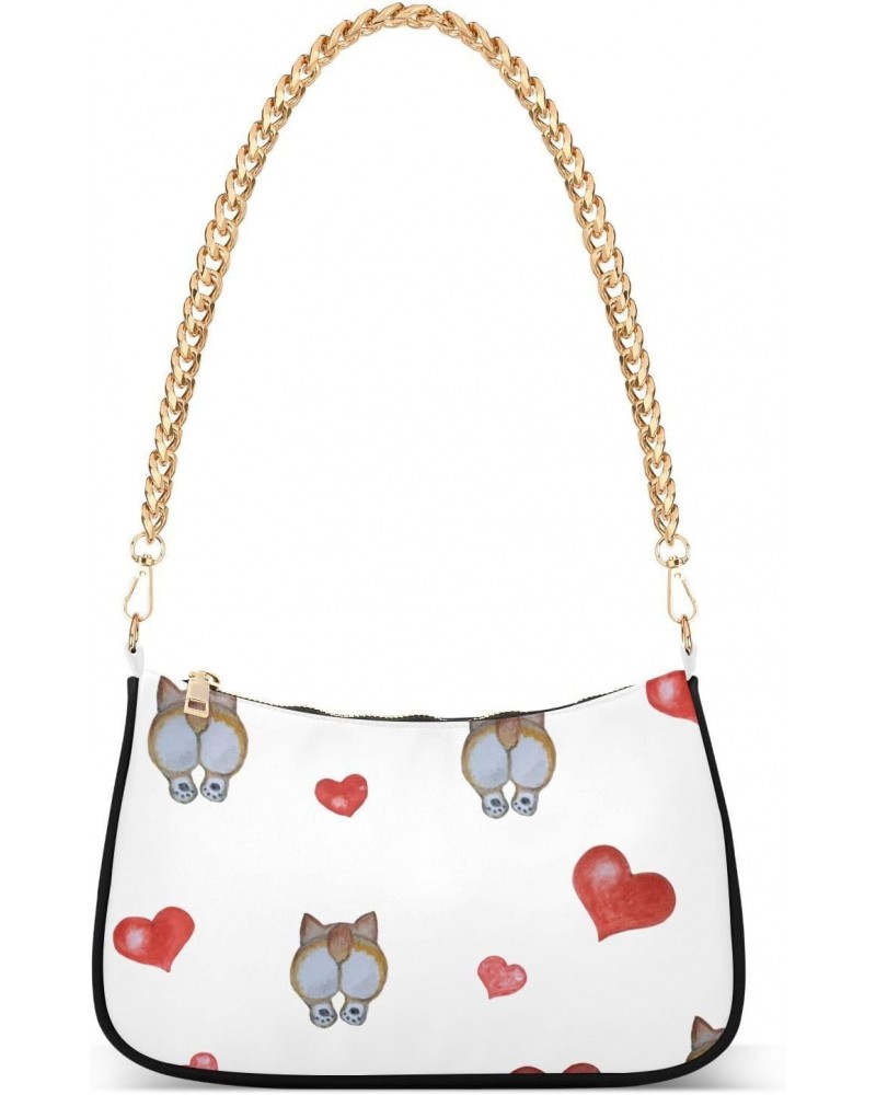 Shoulder Bag Corgi Butt Red Heart Valentine Women Clutch Handbag Shoulder Purch Date Chain Bag Tote Bag Spring Holiday Birthd...