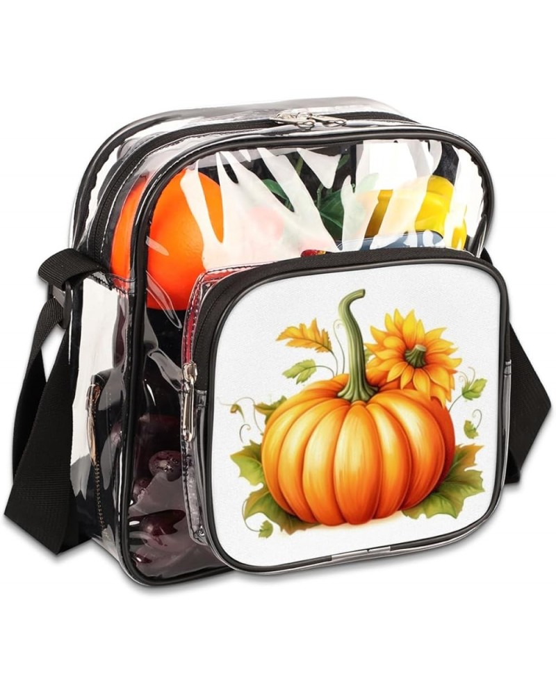 Classic Pumpkin Print Stadium-Approved Clear Crossbody Bag with Colorful Print Design Cute Autumn Pumpkin $13.19 Crossbody Bags