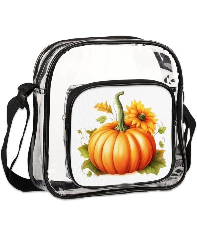 Classic Pumpkin Print Stadium-Approved Clear Crossbody Bag with Colorful Print Design Cute Autumn Pumpkin $13.19 Crossbody Bags