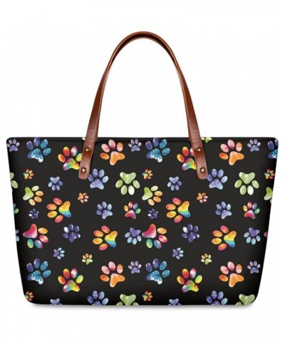 Women Fashionable Work Tote Bags Designer Handbags Large Capacity Pouch Colorful Paw $19.59 Totes