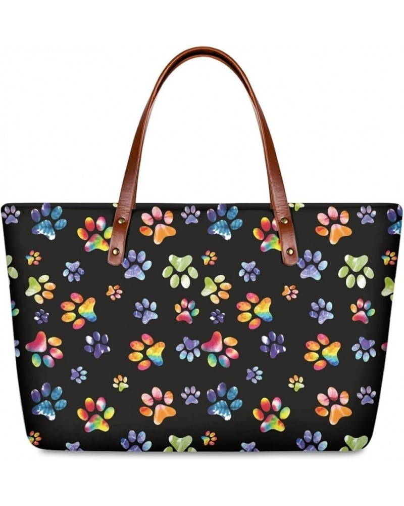 Women Fashionable Work Tote Bags Designer Handbags Large Capacity Pouch Colorful Paw $19.59 Totes