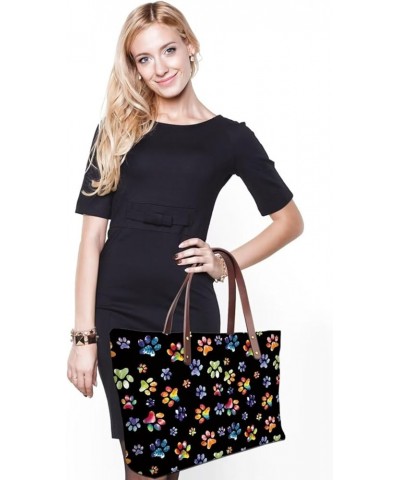 Women Fashionable Work Tote Bags Designer Handbags Large Capacity Pouch Colorful Paw $19.59 Totes