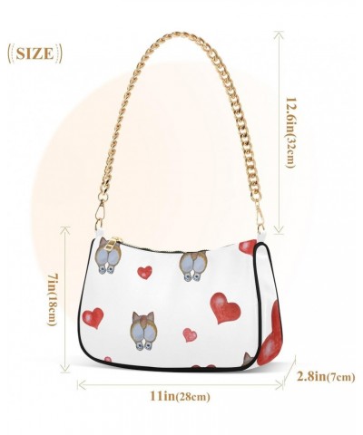 Shoulder Bag Corgi Butt Red Heart Valentine Women Clutch Handbag Shoulder Purch Date Chain Bag Tote Bag Spring Holiday Birthd...