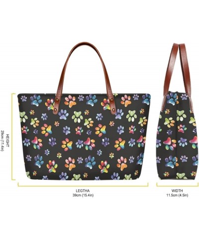 Women Fashionable Work Tote Bags Designer Handbags Large Capacity Pouch Colorful Paw $19.59 Totes