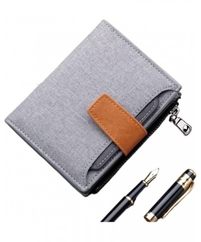 Men Wallet Canvas and PU Leather Gray/Blue/Black Short Male Purse Hasp/Zipper Credit Card Holder Case Wallet for Men Money Ba...