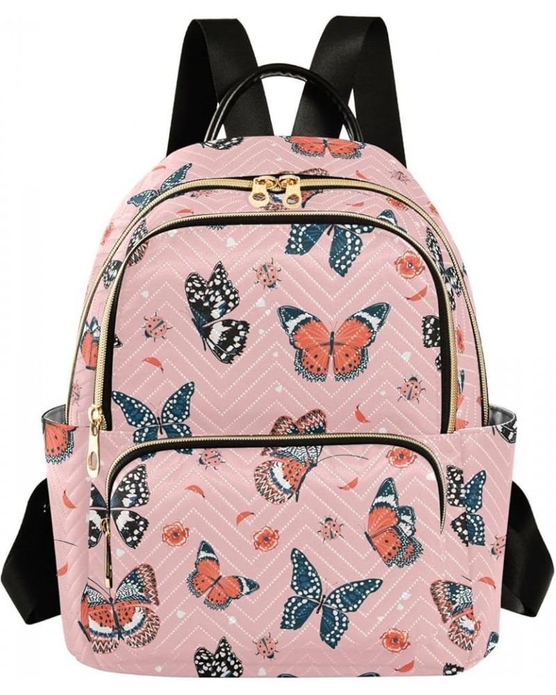 Mini Backpack for Women, Butterfly Ladybug Travel Backpack Purse for Ladies, Small Bookbag Daypack Shoulder Bag S Multi1150 M...