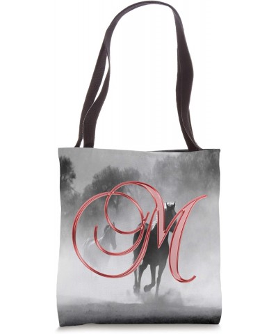 M Red Horse Herd Animal Equine Initial Monogram Letter Name Tote Bag $12.67 Totes