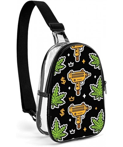 Clear Bag Stadium Approved, Clear Crossbody Bag for Women Men for Stadium Events, Compatible with Rastafarian Grunge Weed Lea...