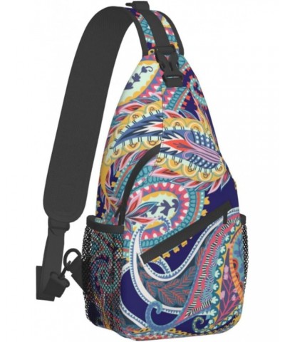 Floral Ornament Paisley Print Sling Backpack Crossbody Shoulder Bag Travel Hiking Daypack for Women Men $13.33 Crossbody Bags