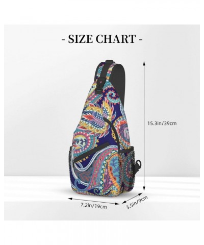 Floral Ornament Paisley Print Sling Backpack Crossbody Shoulder Bag Travel Hiking Daypack for Women Men $13.33 Crossbody Bags