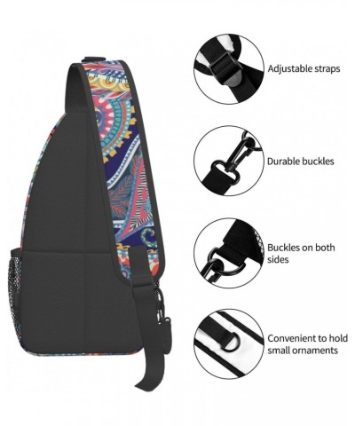 Floral Ornament Paisley Print Sling Backpack Crossbody Shoulder Bag Travel Hiking Daypack for Women Men $13.33 Crossbody Bags