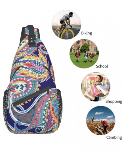 Floral Ornament Paisley Print Sling Backpack Crossbody Shoulder Bag Travel Hiking Daypack for Women Men $13.33 Crossbody Bags