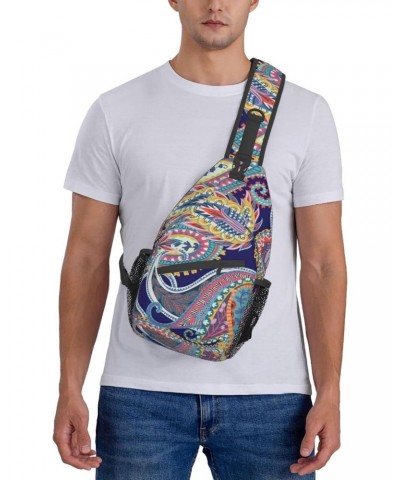 Floral Ornament Paisley Print Sling Backpack Crossbody Shoulder Bag Travel Hiking Daypack for Women Men $13.33 Crossbody Bags