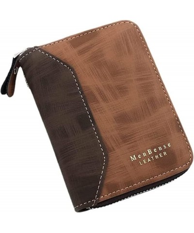 Men's Wallet Solid Color Short Clutch Coin Purse Draw Card Zipper Bag (Color : C) A $30.46 Wallets