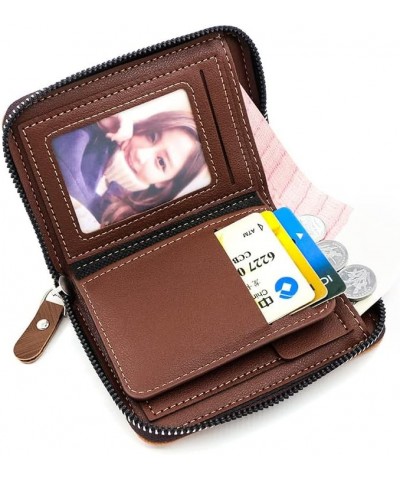 Men's Wallet Solid Color Short Clutch Coin Purse Draw Card Zipper Bag (Color : C) A $30.46 Wallets