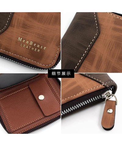 Men's Wallet Solid Color Short Clutch Coin Purse Draw Card Zipper Bag (Color : C) A $30.46 Wallets