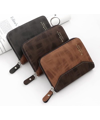 Men's Wallet Solid Color Short Clutch Coin Purse Draw Card Zipper Bag (Color : C) A $30.46 Wallets